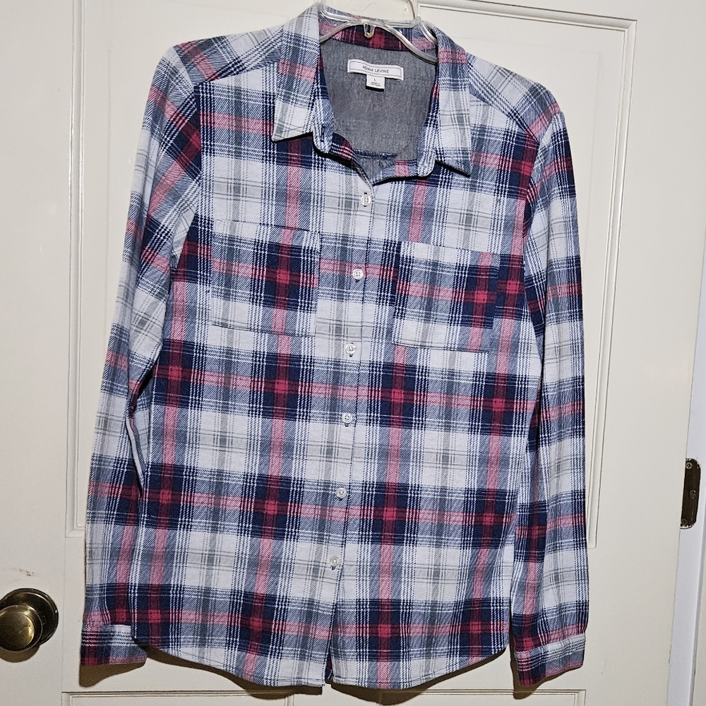 Adam Levine women's plaid button-down shirt. Size large.